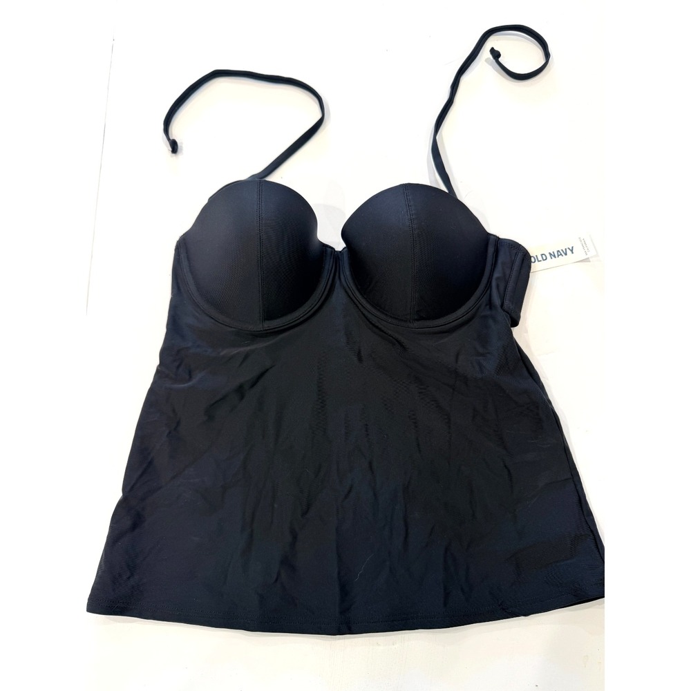Old Navy Black Tankini Underwire Swimsuit Top Size M NWT NEW